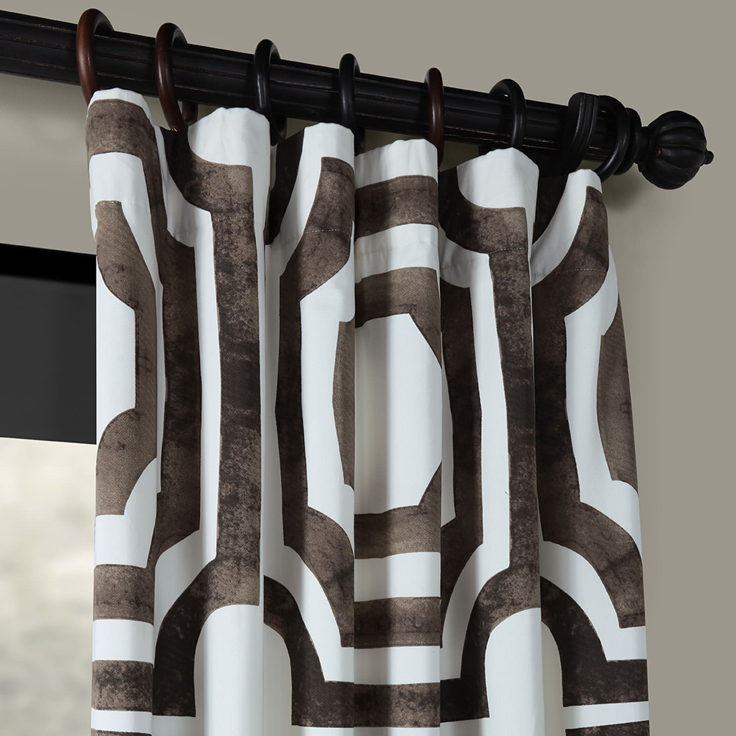 Mecca Brown Printed Cotton Curtain