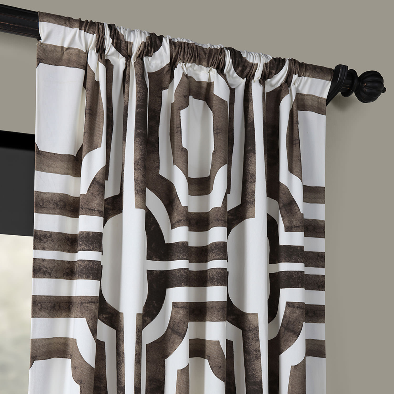 Mecca Brown Printed Cotton Curtain