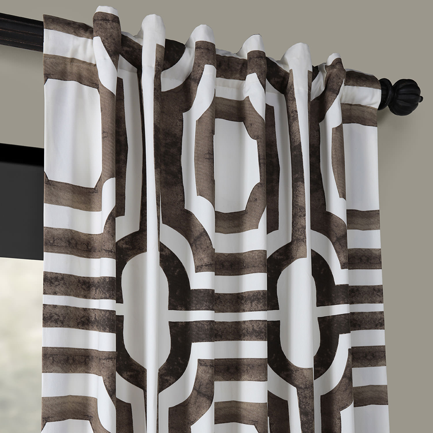 Mecca Brown Printed Cotton Curtain