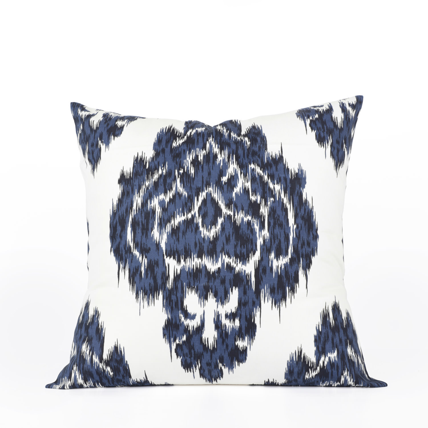 Ikat Blue Printed Cotton Cushion Covers - Pair