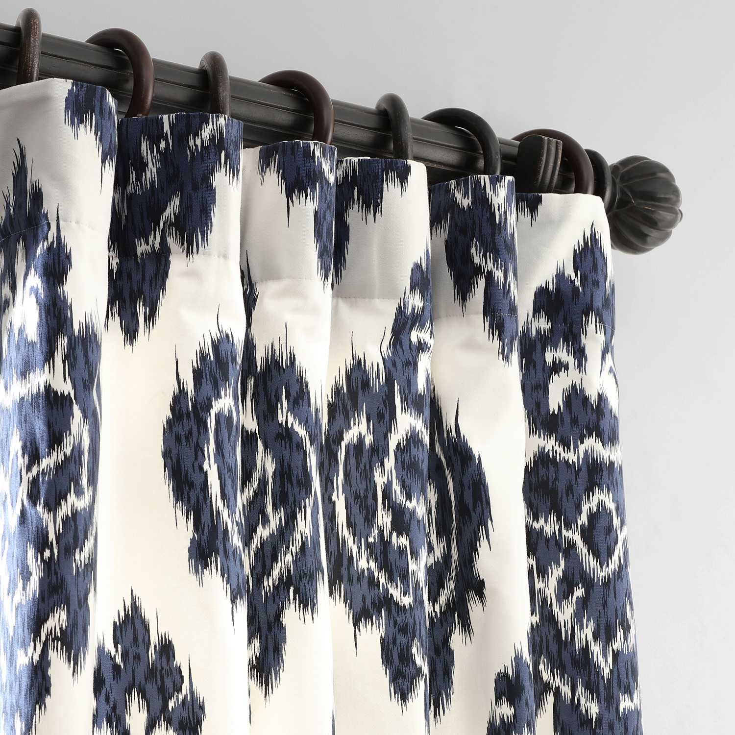 Ikat Blue Printed Cotton Curtain