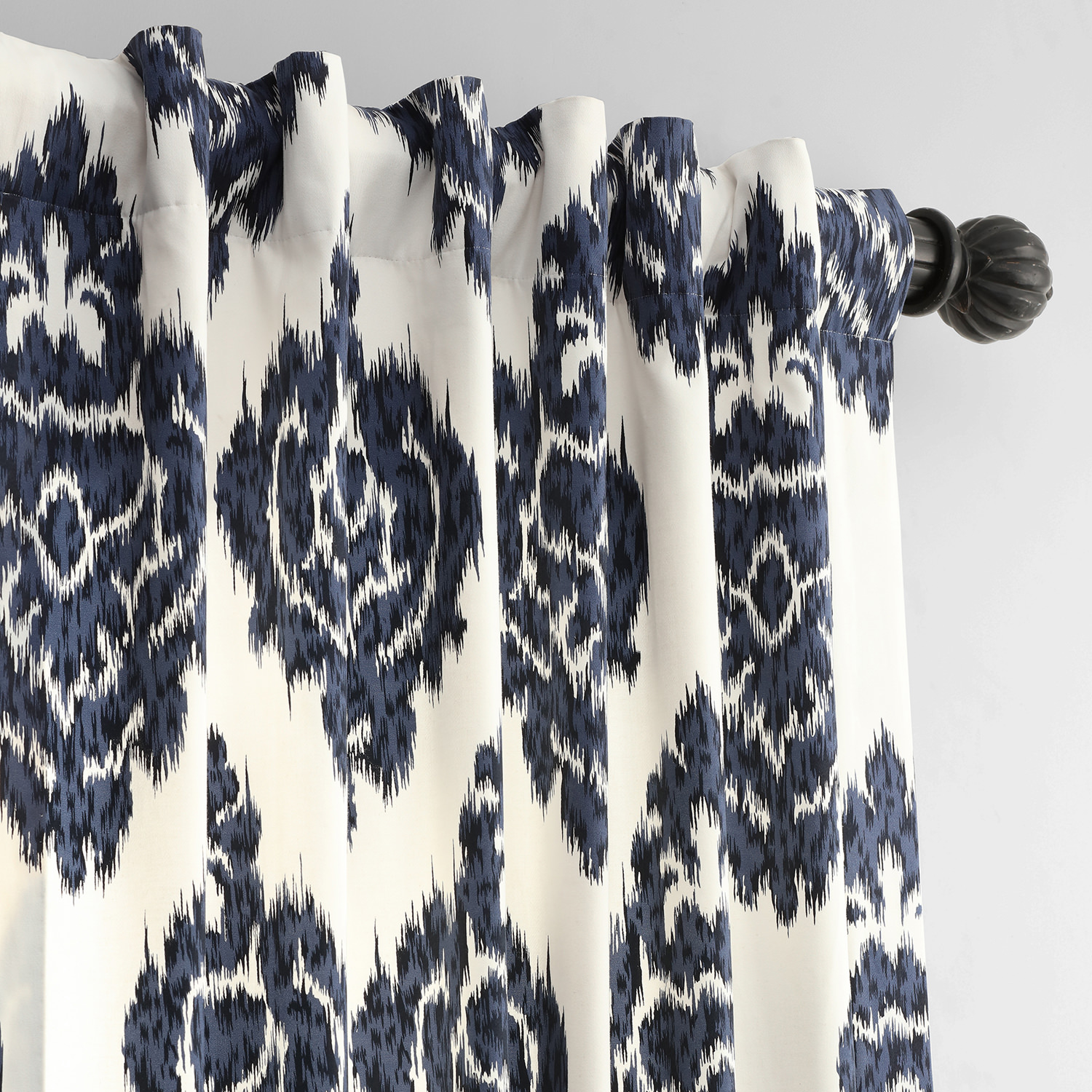 Ikat Blue Printed Cotton Curtain