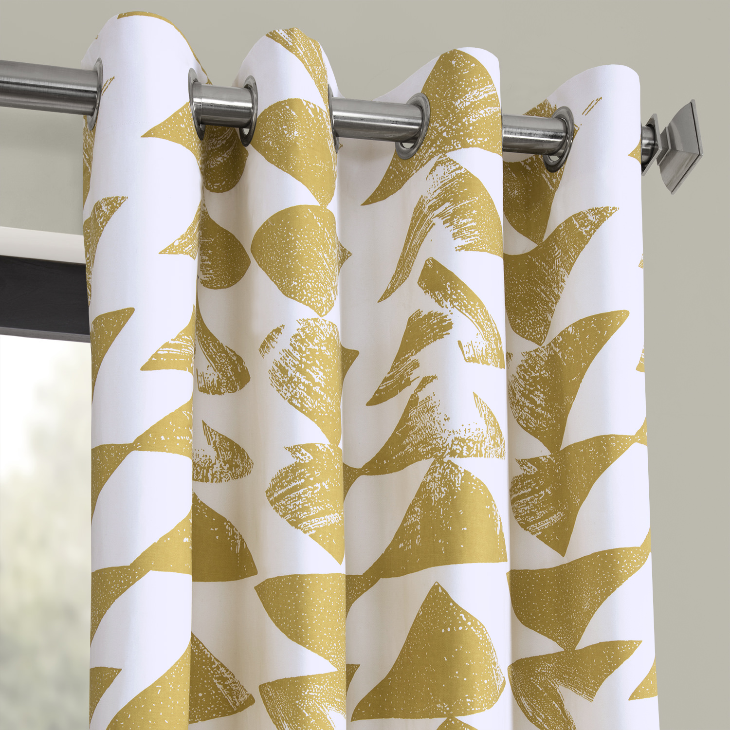 Triad Gold Grommet Printed Cotton Twill Curtain