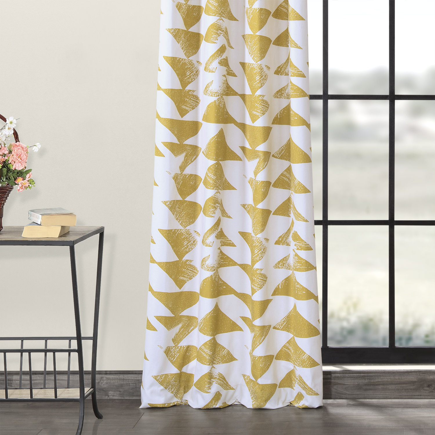 Triad Gold Grommet Printed Cotton Twill Curtain