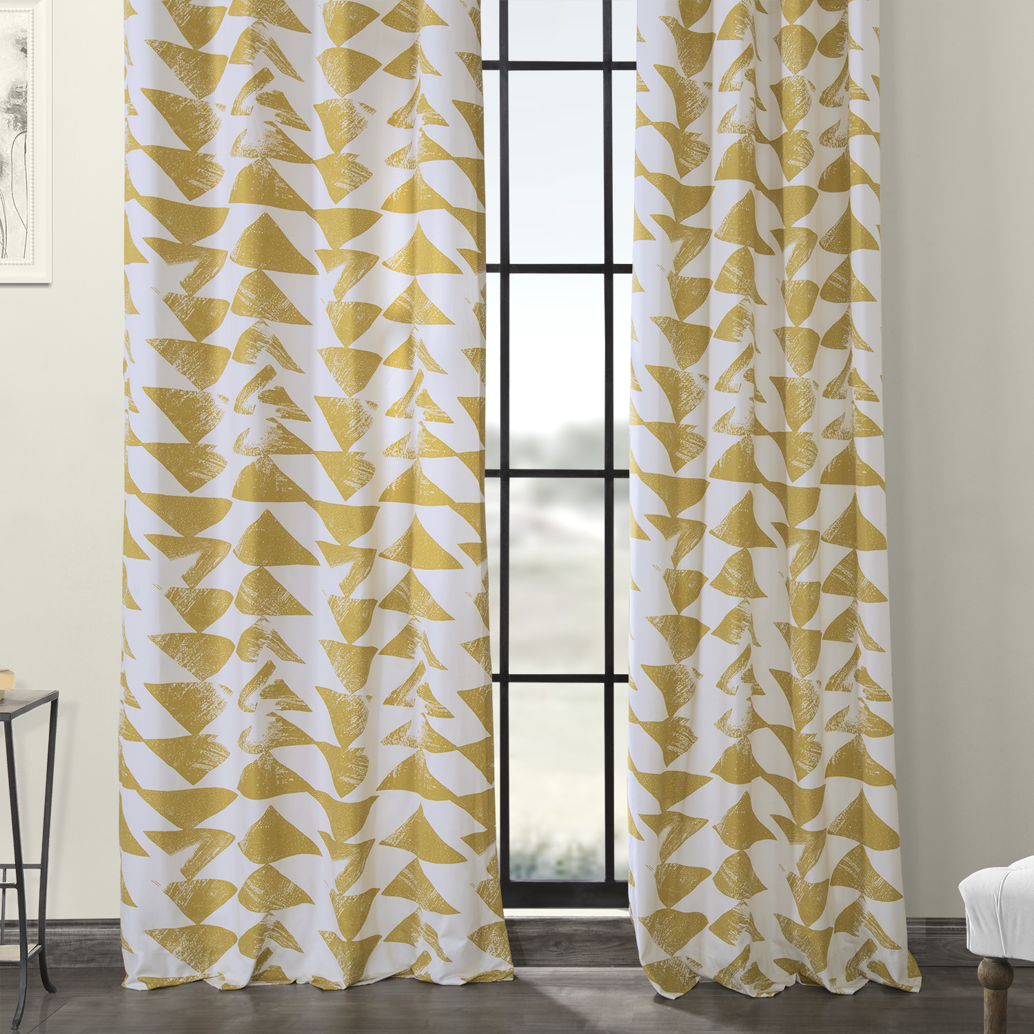 Triad Gold Grommet Printed Cotton Twill Curtain