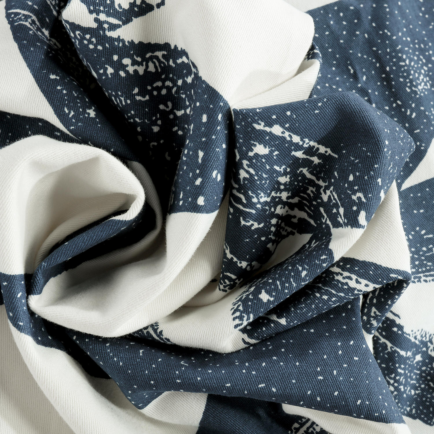 Triad Indigo Grommet Printed Cotton Twill Curtain