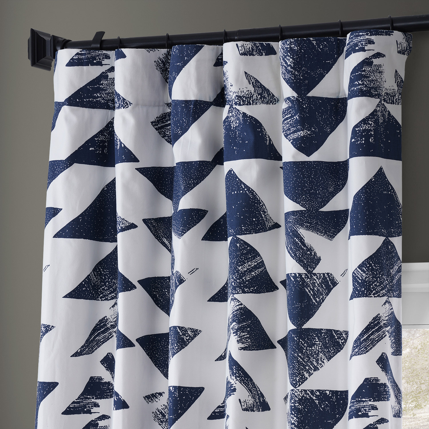 Triad Indigo Printed Cotton Twill Curtain