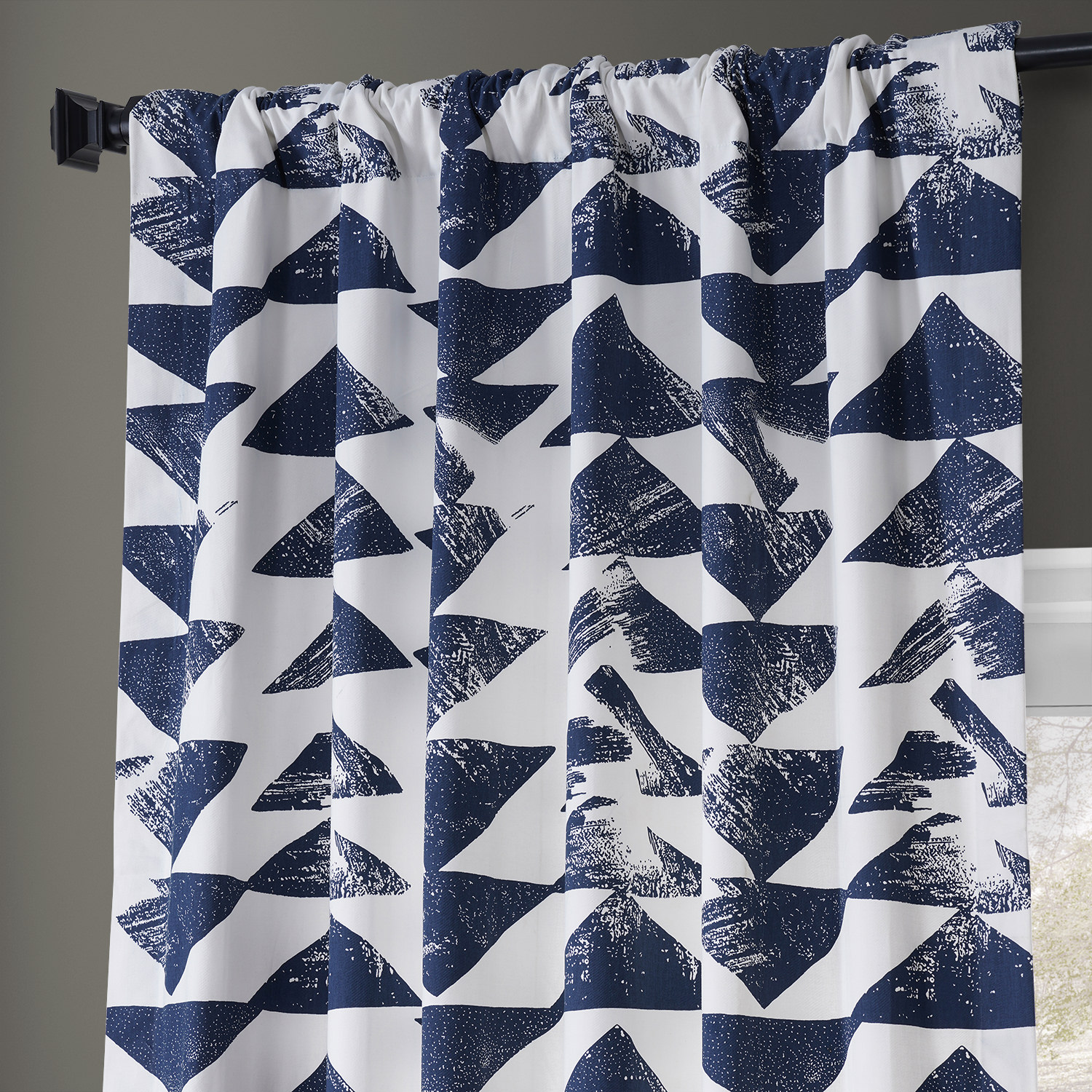 Triad Indigo Printed Cotton Twill Curtain