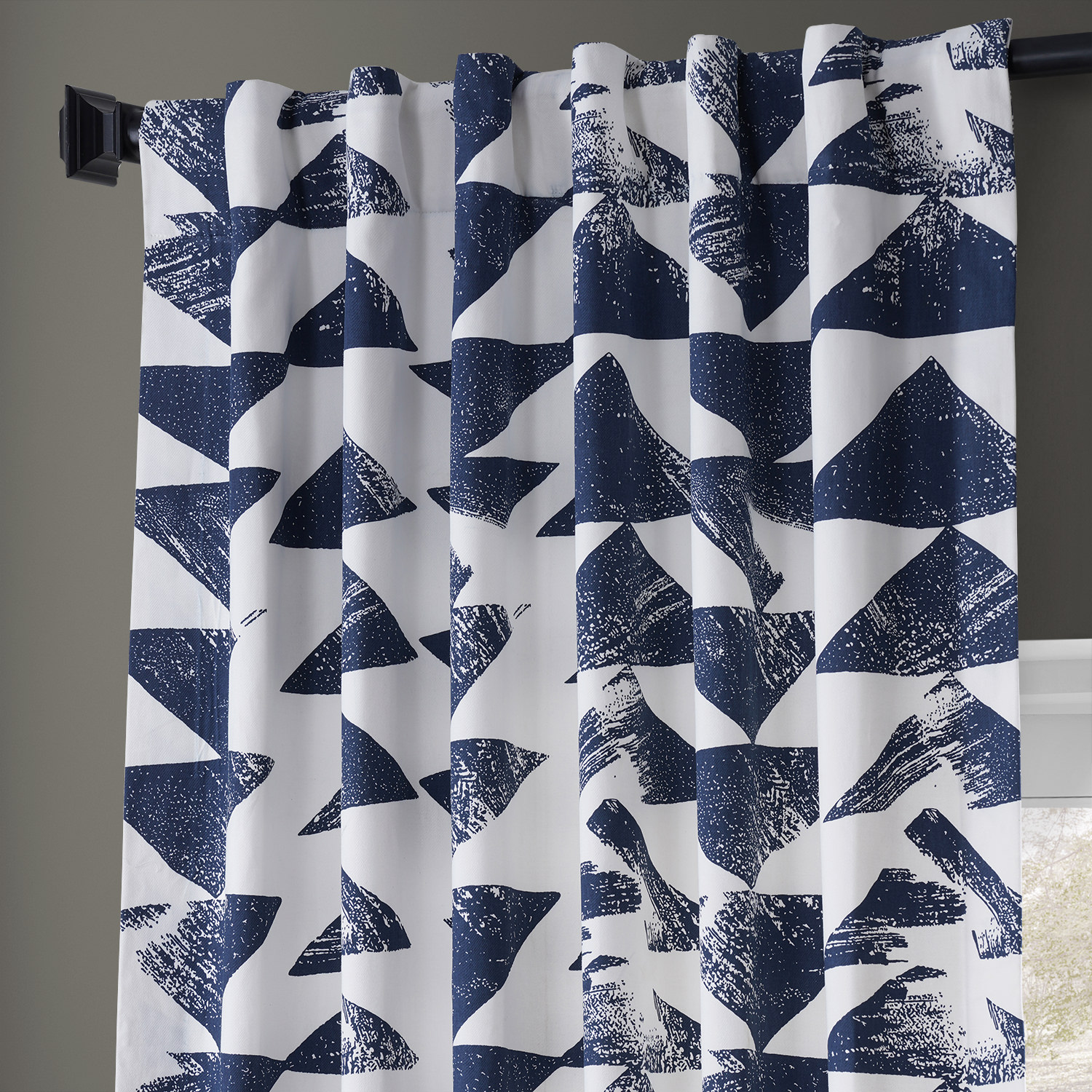 Triad Indigo Printed Cotton Twill Curtain