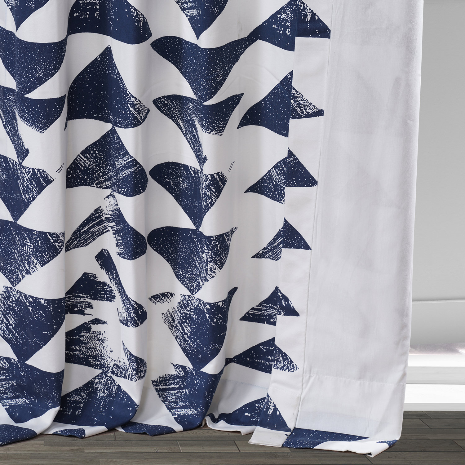 Triad Indigo Printed Cotton Twill Curtain