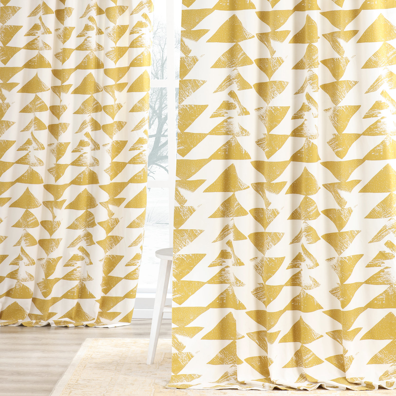 Triad Gold Printed Cotton Twill Curtain