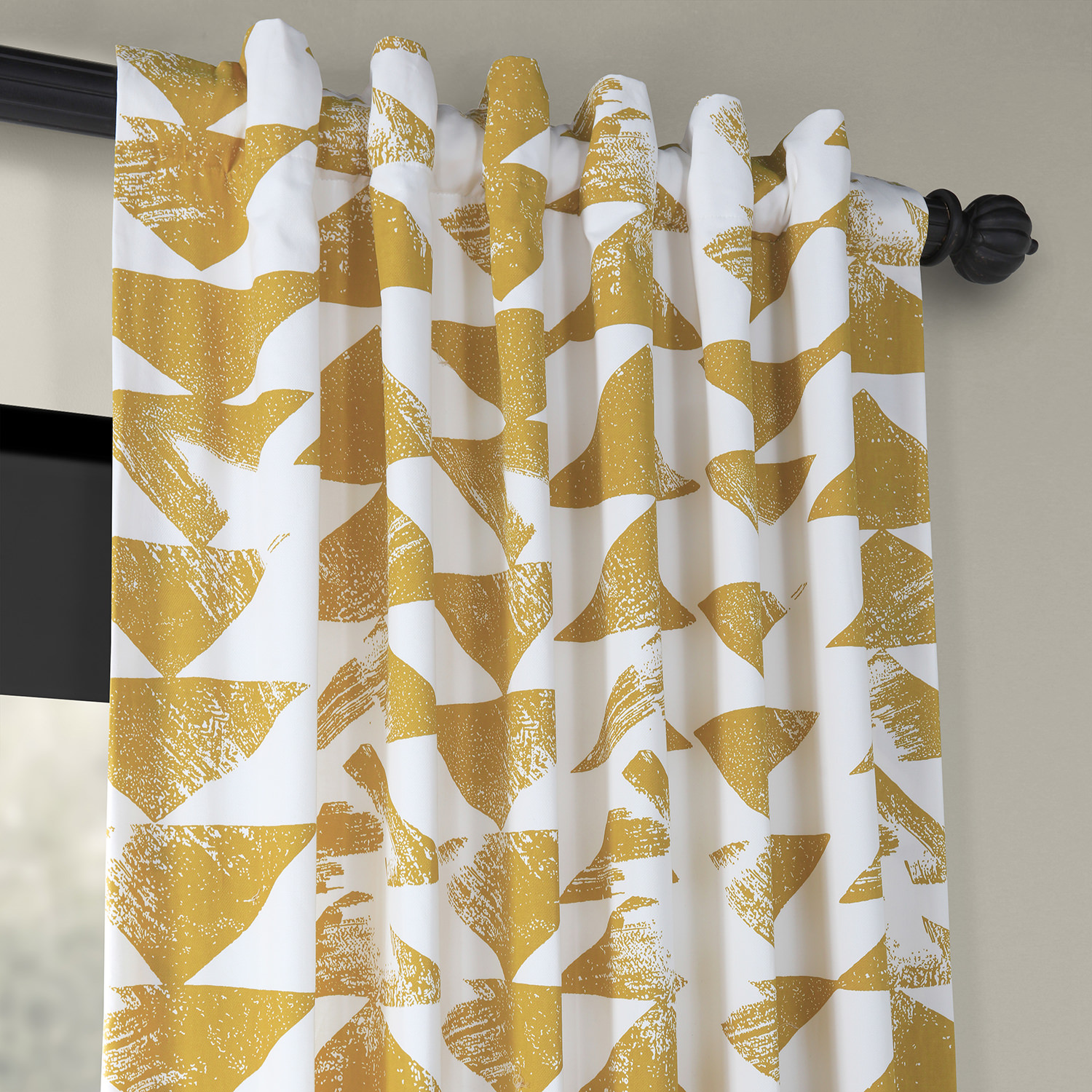 Triad Gold Printed Cotton Twill Curtain