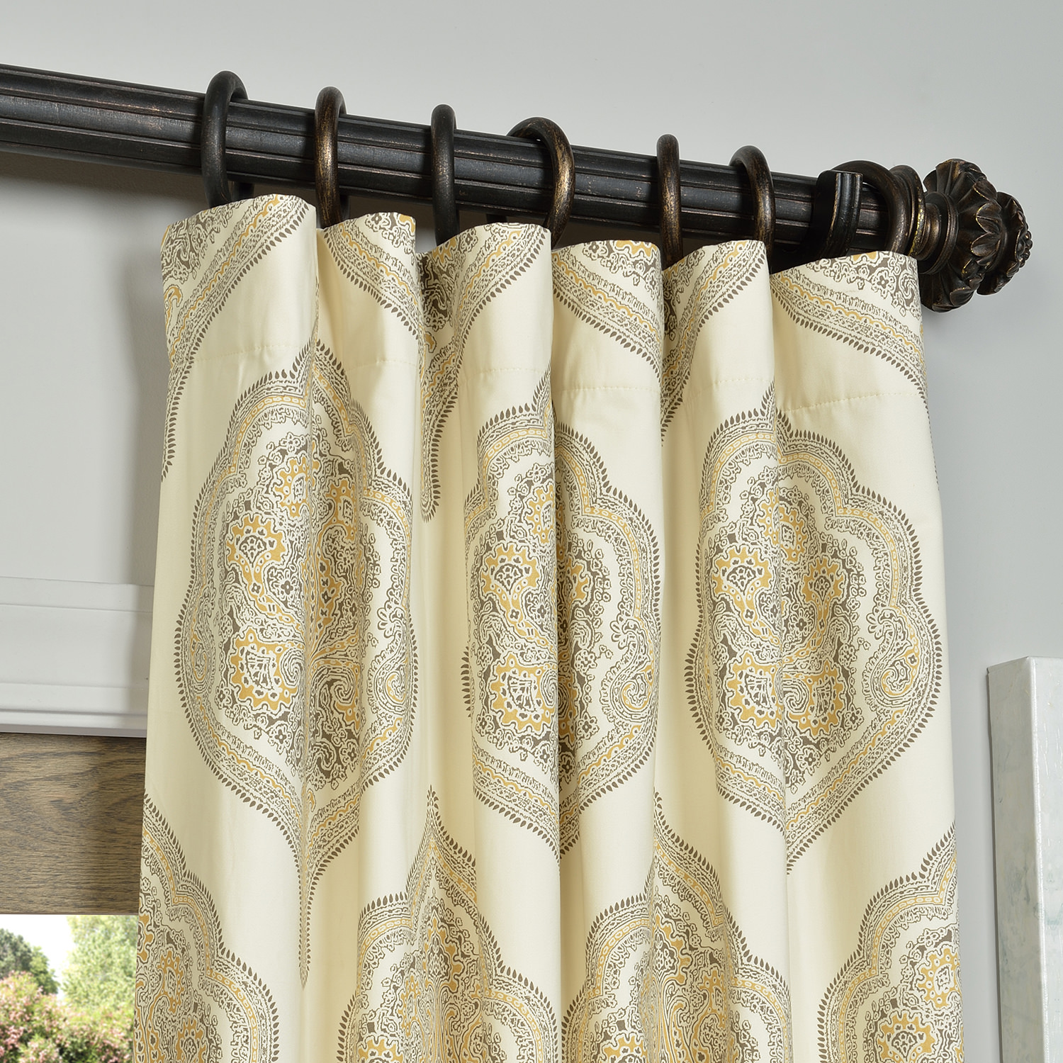 Arabesque Tan Printed Cotton Twill Curtain