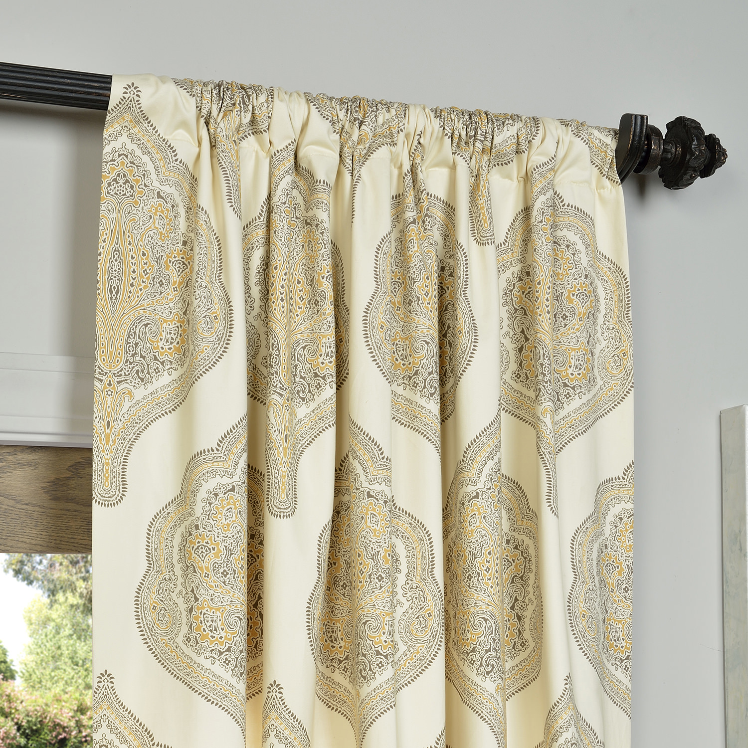 Arabesque Tan Printed Cotton Twill Curtain