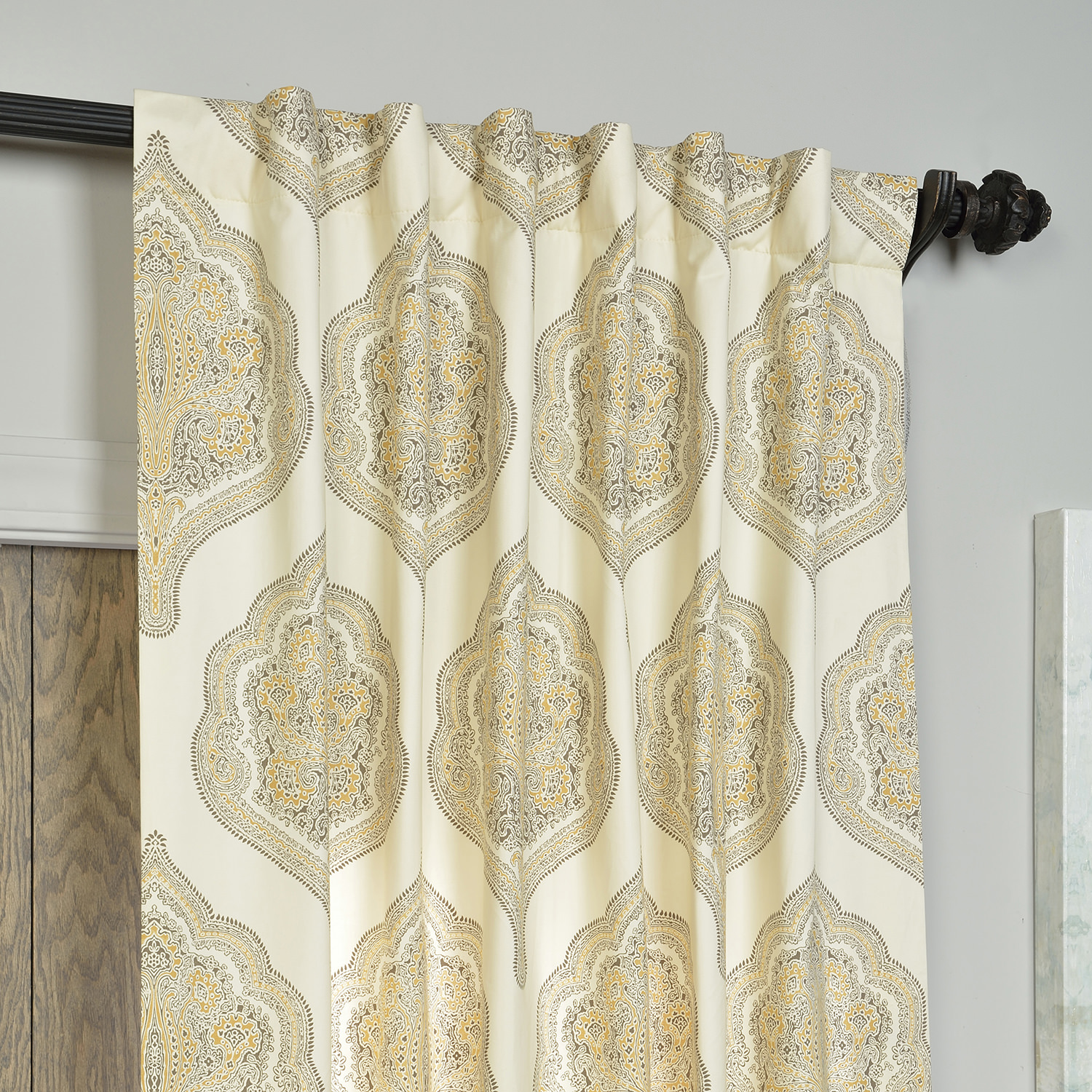 Arabesque Tan Printed Cotton Twill Curtain