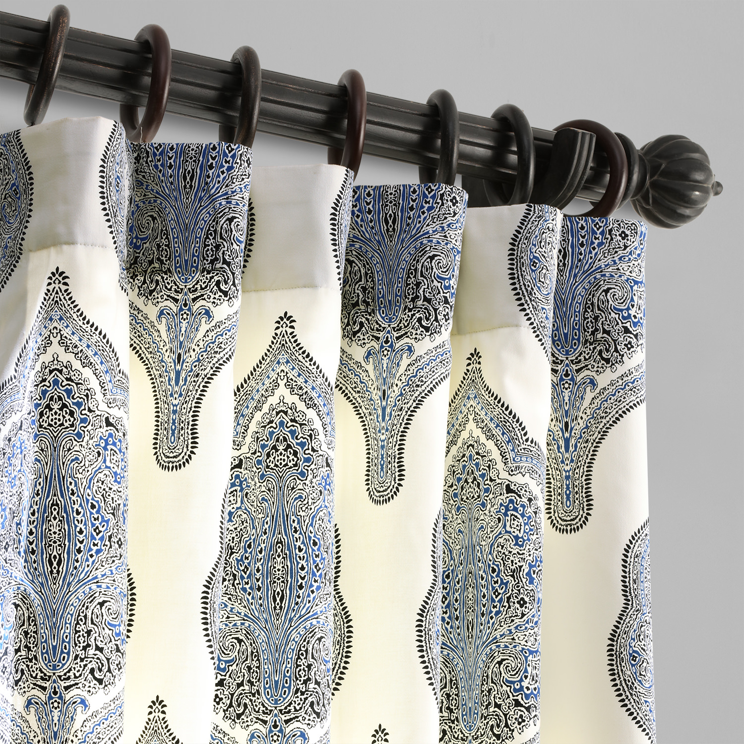 Arabesque Blue Printed Cotton Twill Curtain