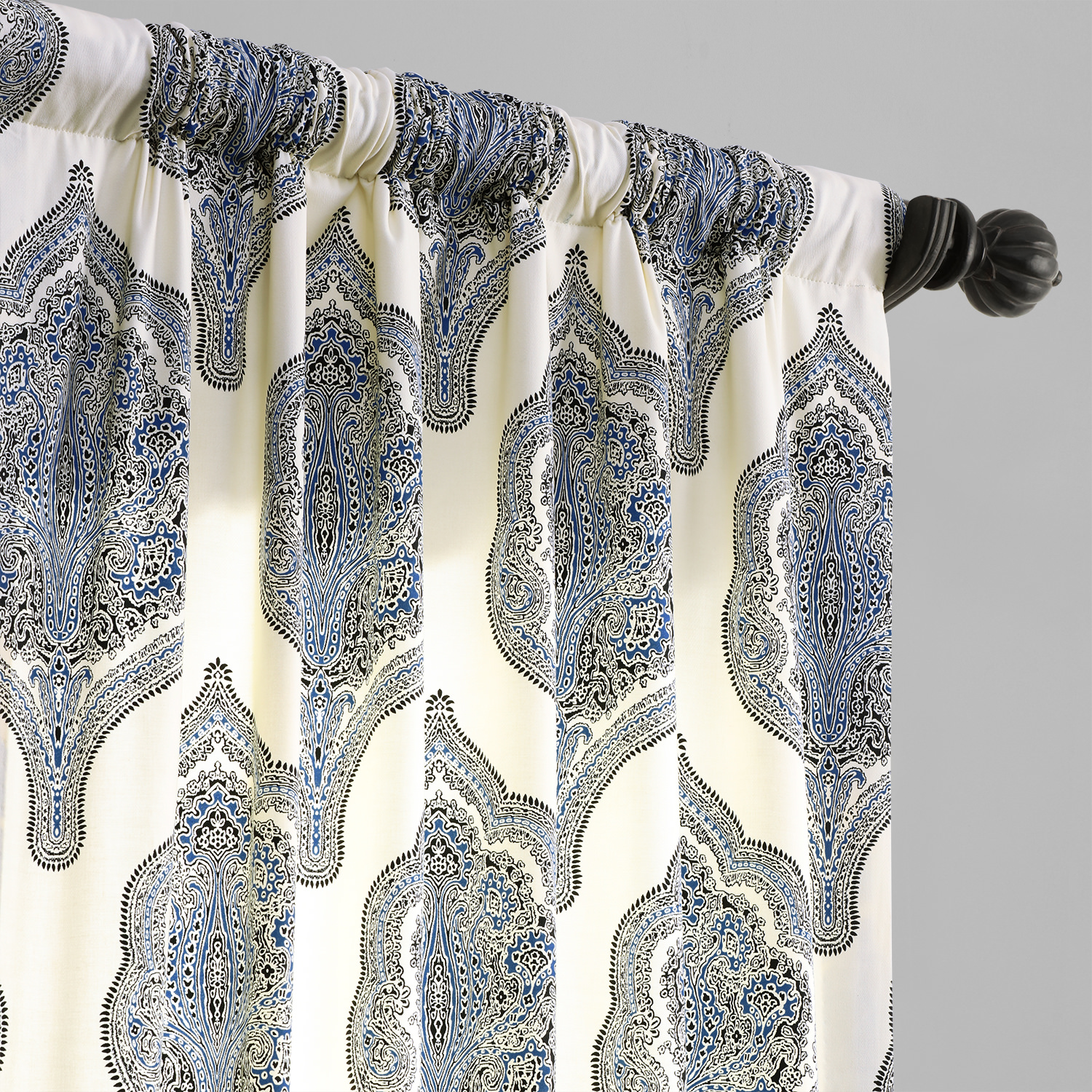 Arabesque Blue Printed Cotton Twill Curtain