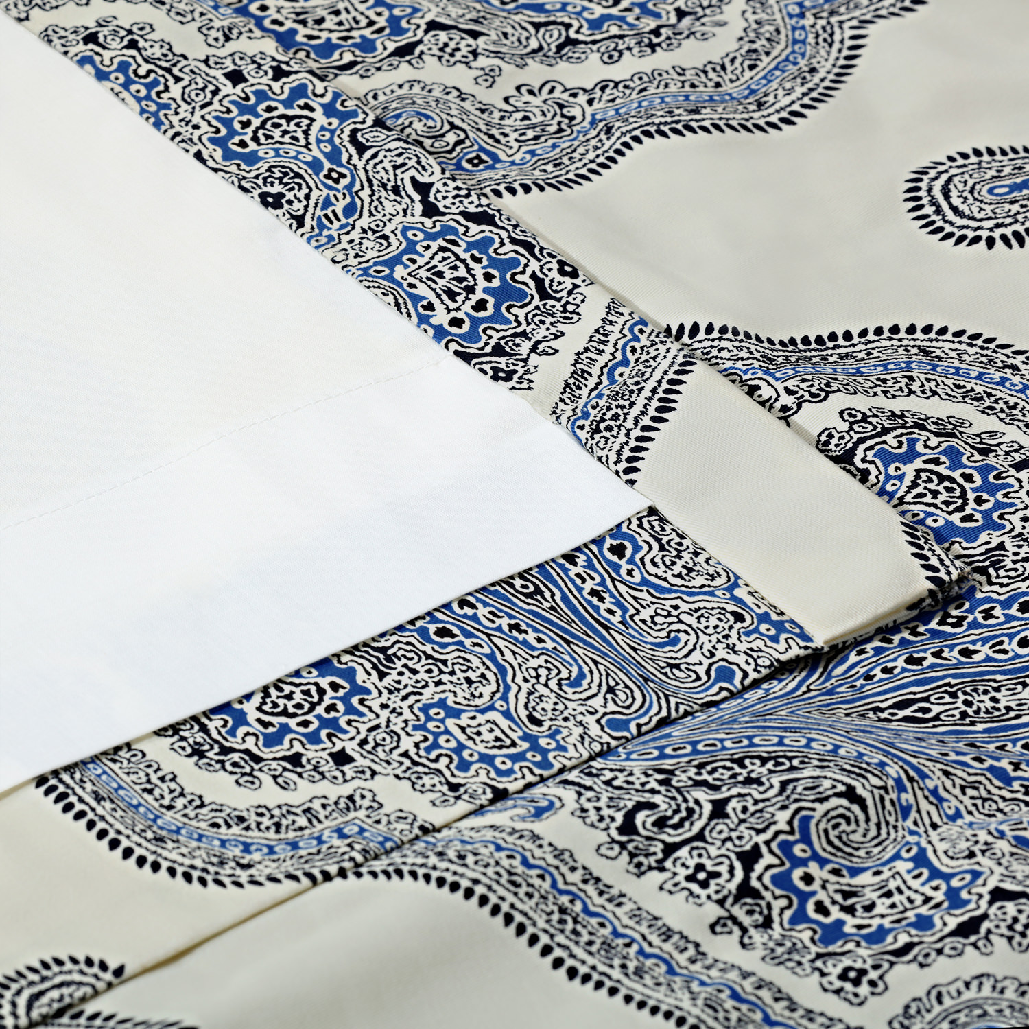 Arabesque Blue Printed Cotton Twill Curtain