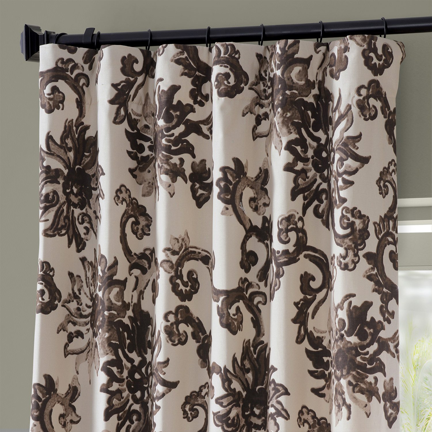 Indonesian Brown Printed Cotton Twill Curtain