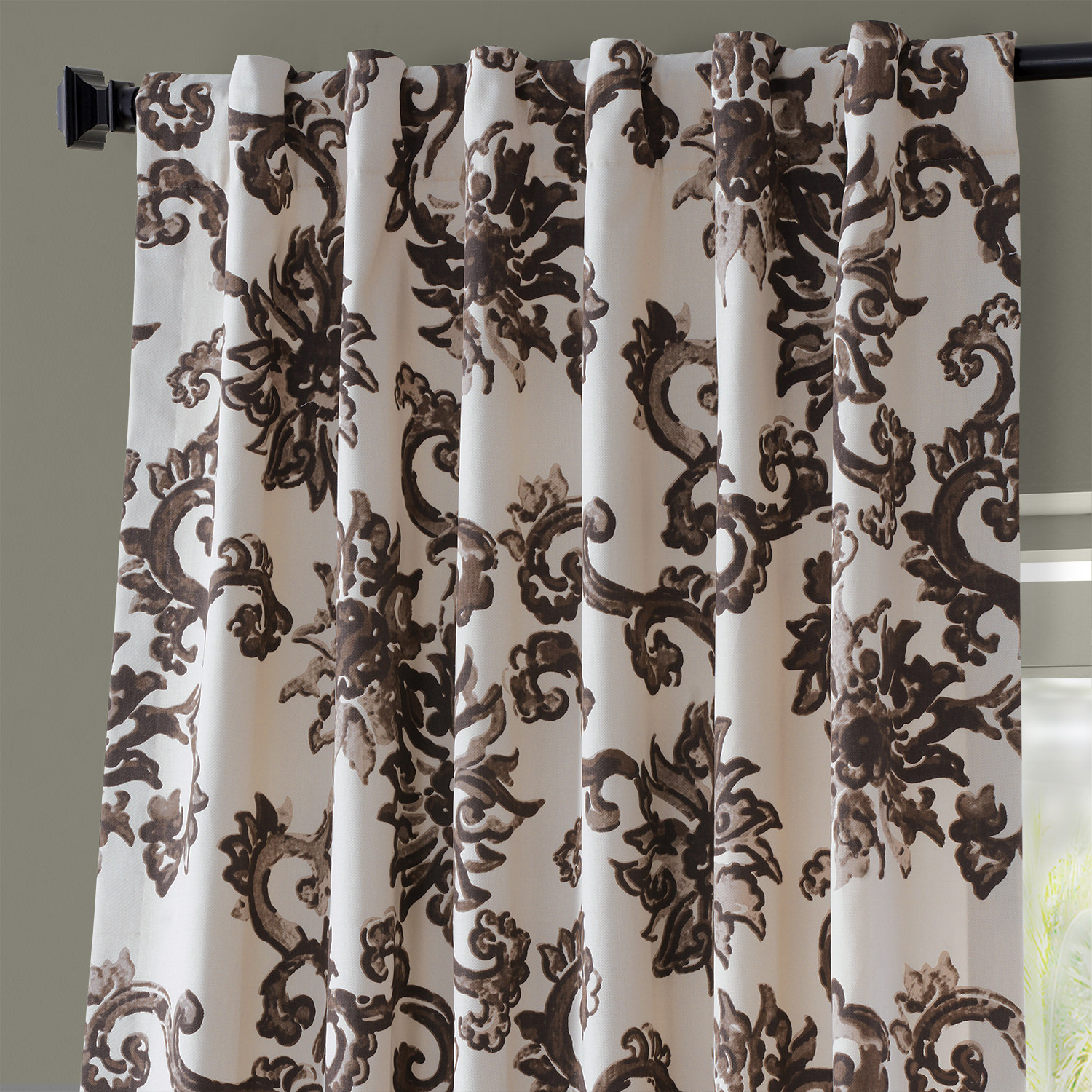 Indonesian Brown Printed Cotton Twill Curtain