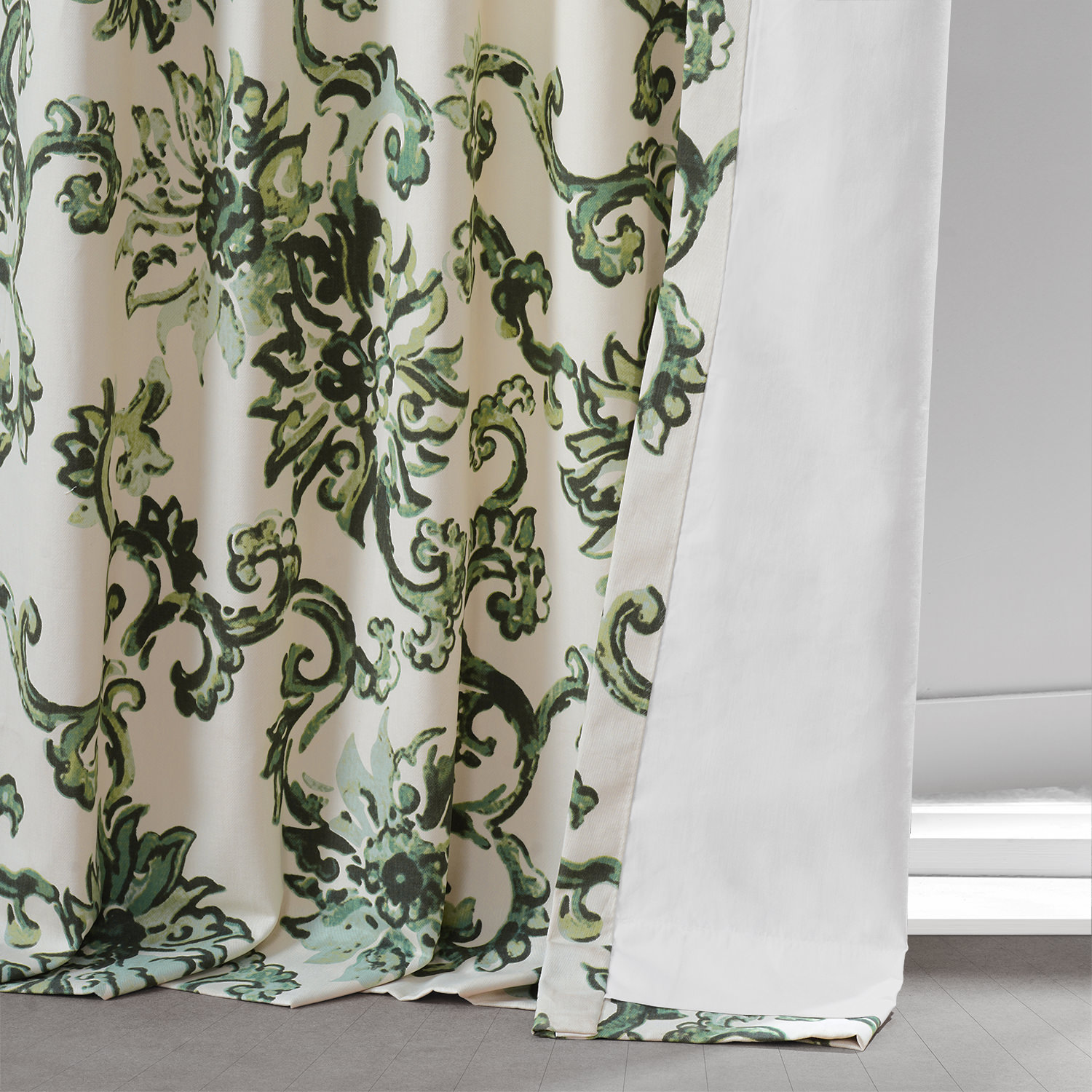 Indonesian Green Printed Cotton Twill Curtain