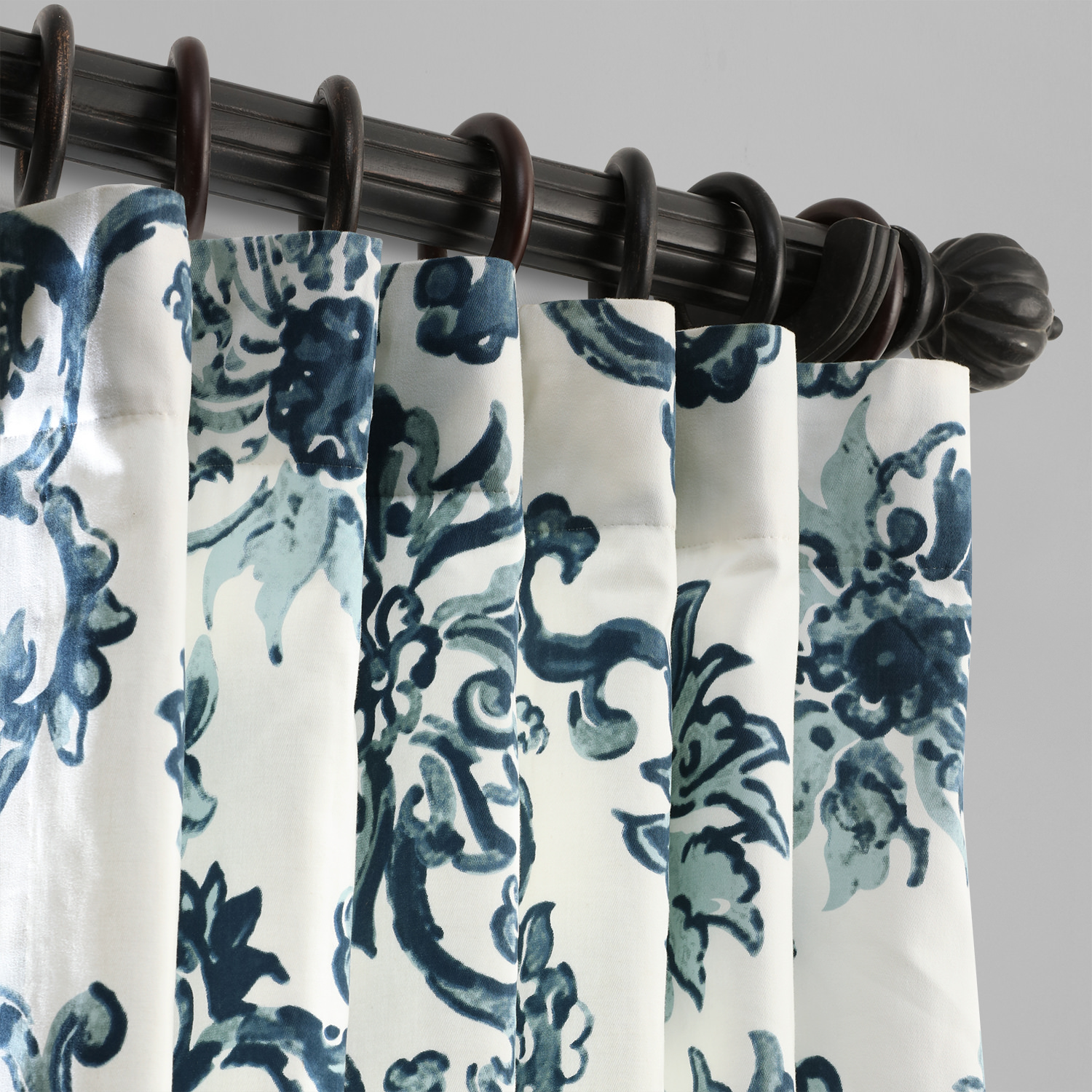 Indonesian Blue Printed Cotton Twill Curtain