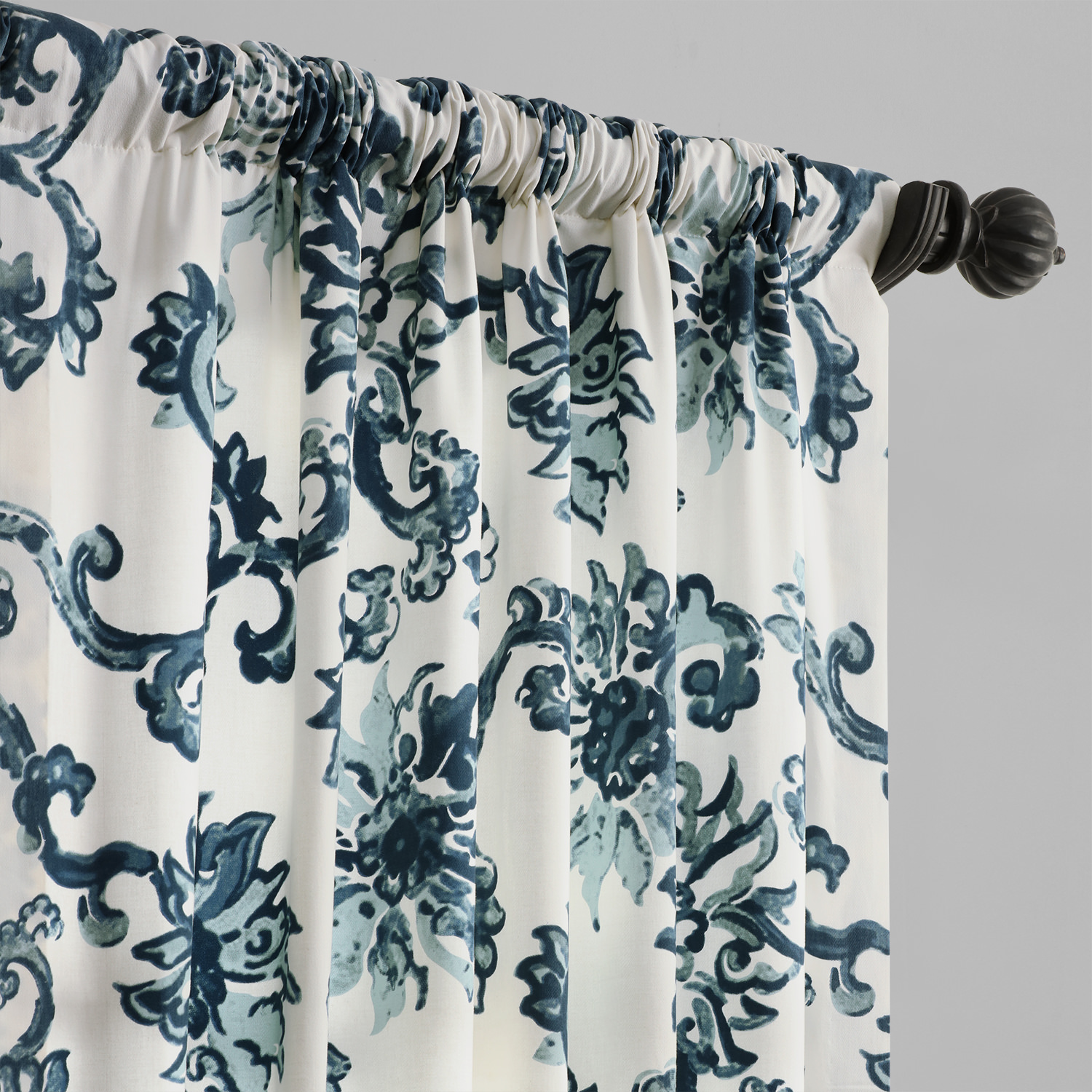 Indonesian Blue Printed Cotton Twill Curtain