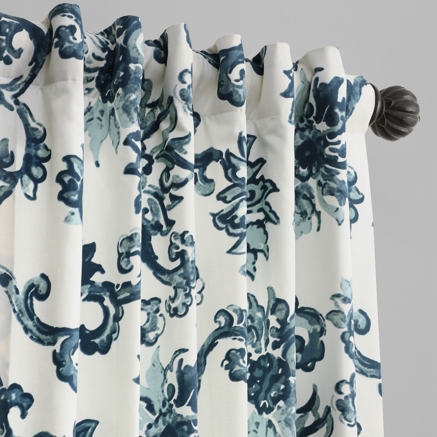 Indonesian Blue Printed Cotton Twill Curtain