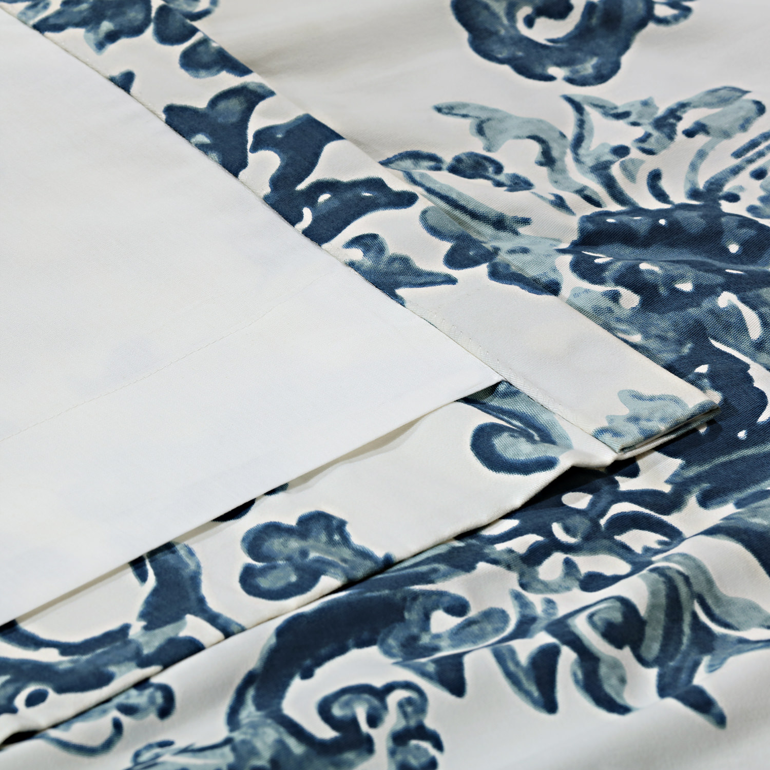 Indonesian Blue Printed Cotton Twill Curtain