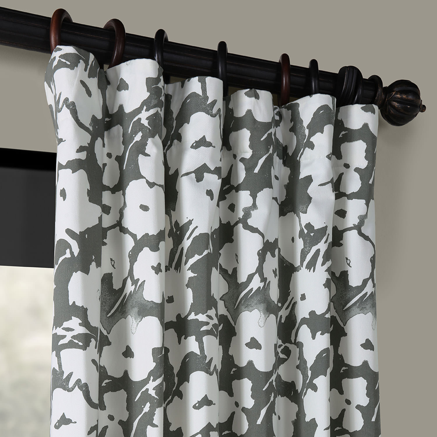 Van Gogh Grey Printed Cotton Twill Curtain