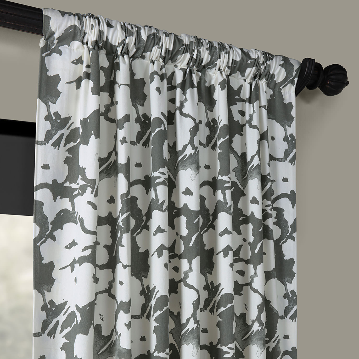 Van Gogh Grey Printed Cotton Twill Curtain