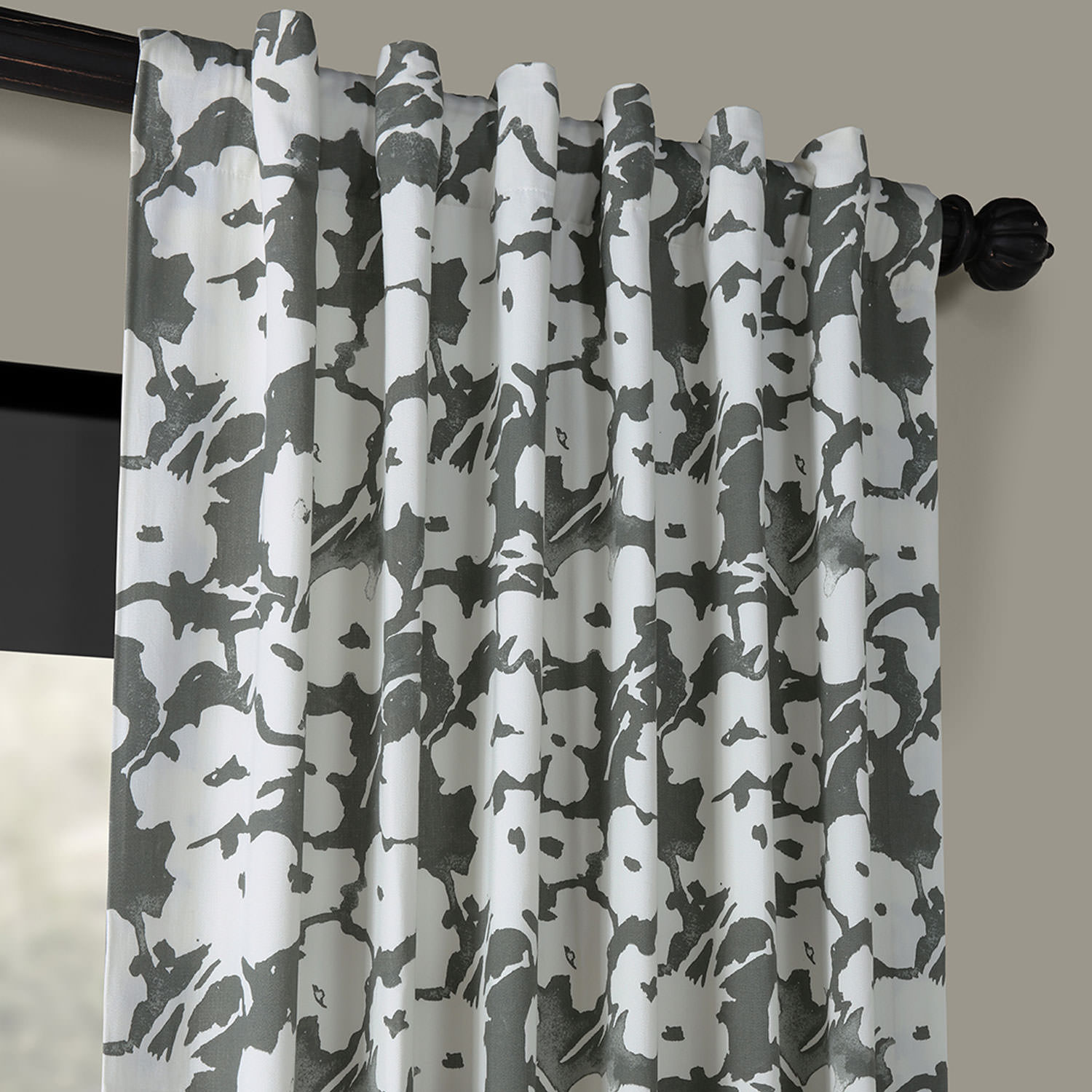 Van Gogh Grey Printed Cotton Twill Curtain