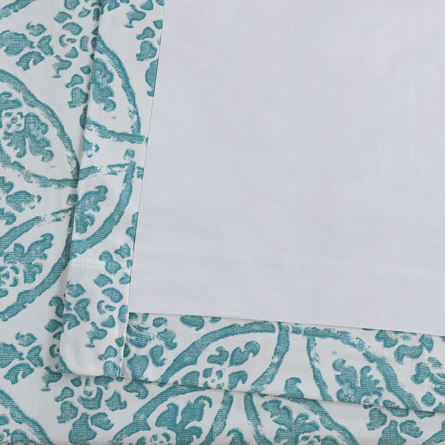 Catalina Aqua Printed Cotton Twill Curtain