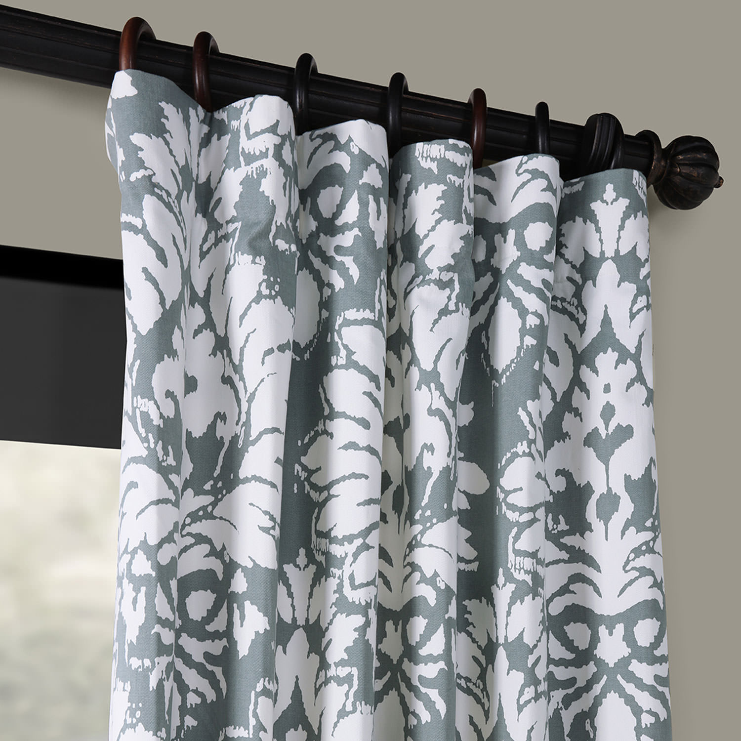 Lacuna Grey Printed Cotton Twill Curtain