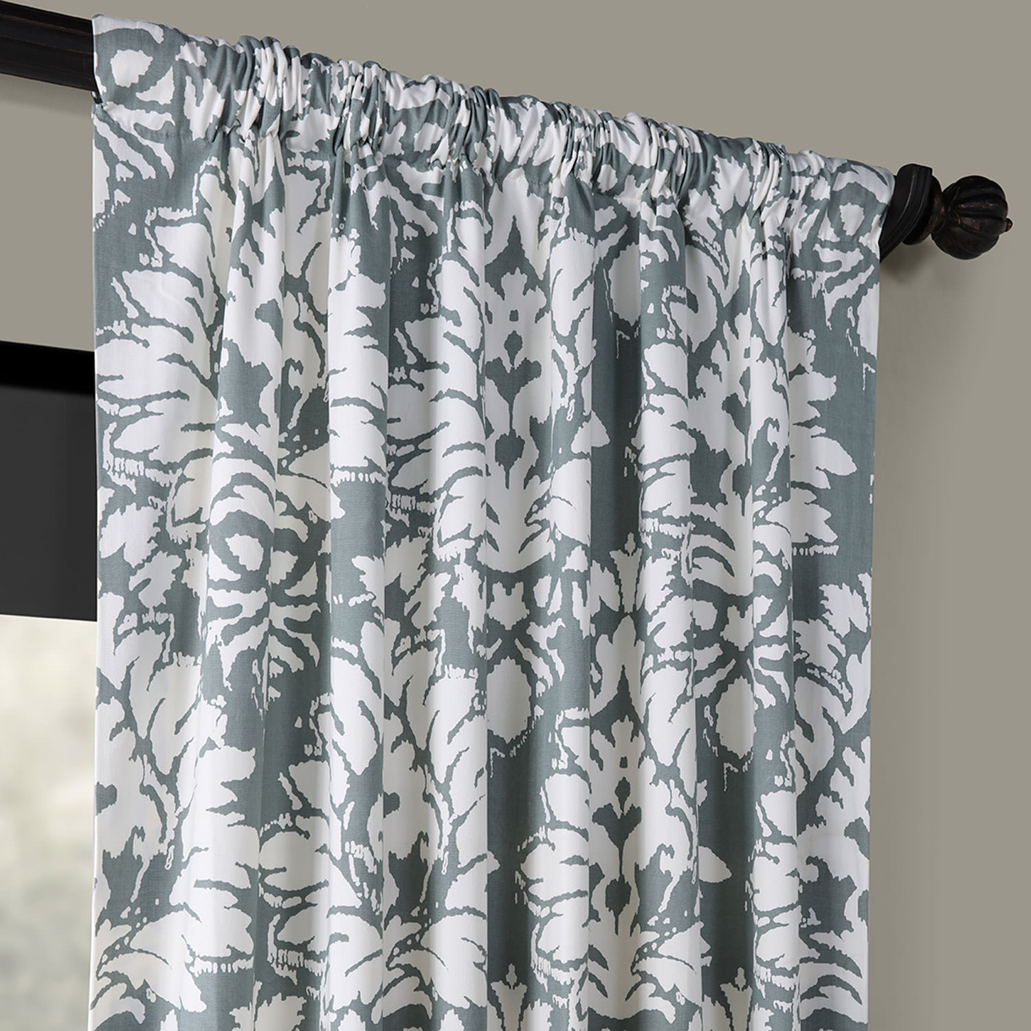 Lacuna Grey Printed Cotton Twill Curtain