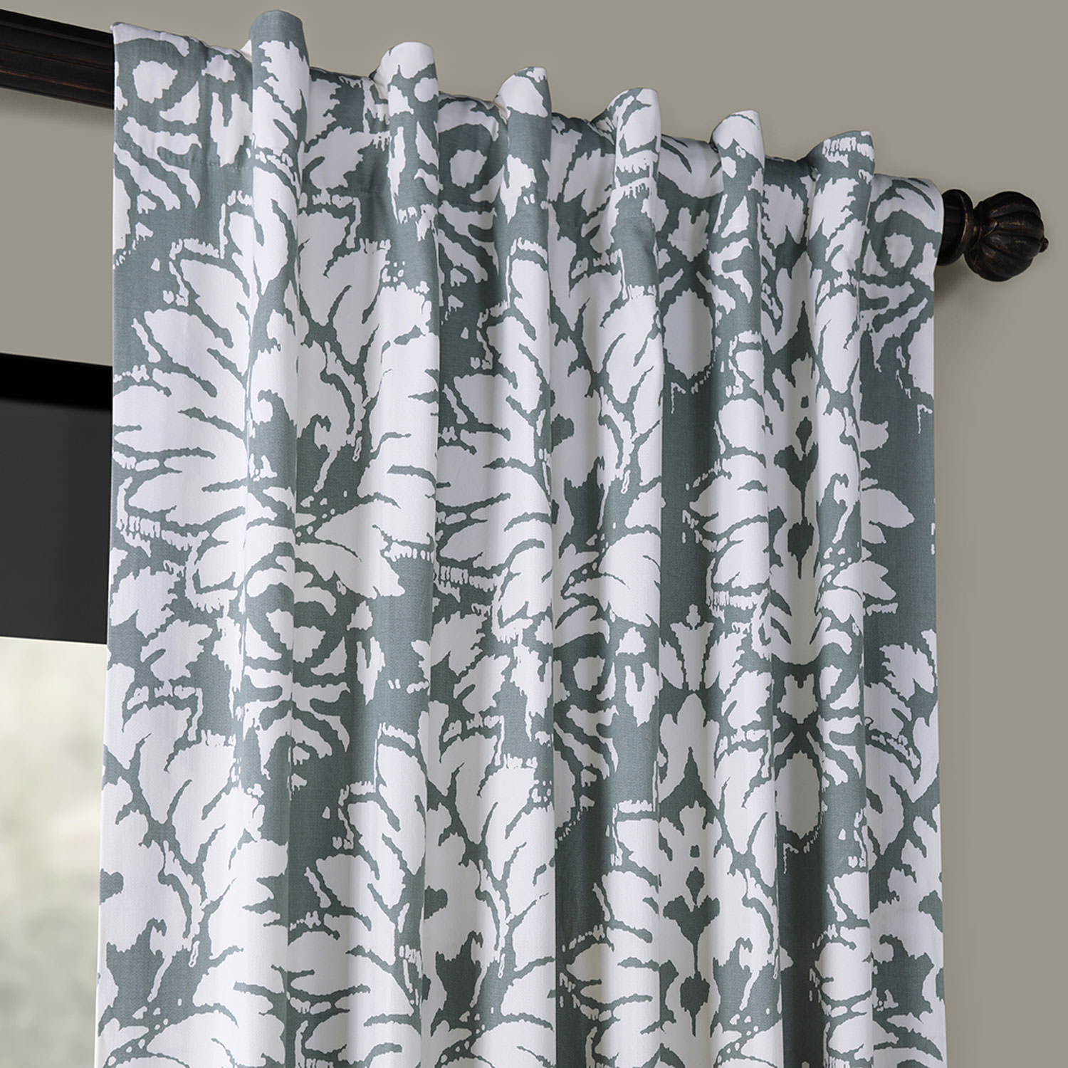 Lacuna Grey Printed Cotton Twill Curtain