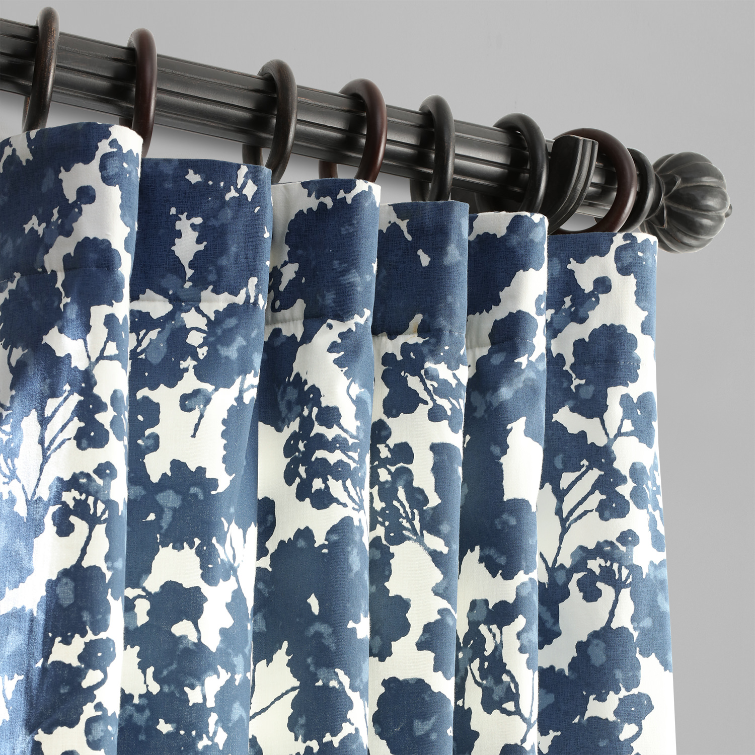 Fleur Blue Printed Cotton Twill Curtain