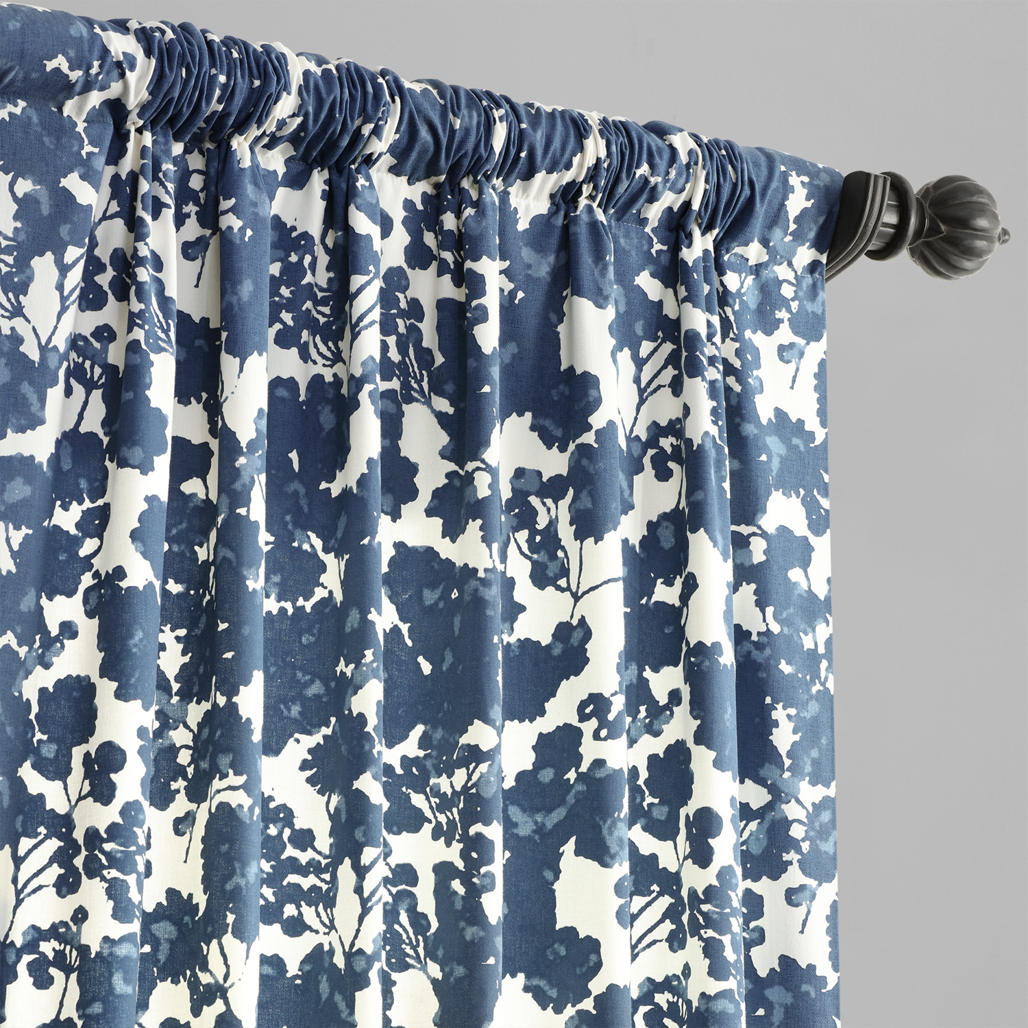 Fleur Blue Printed Cotton Twill Curtain