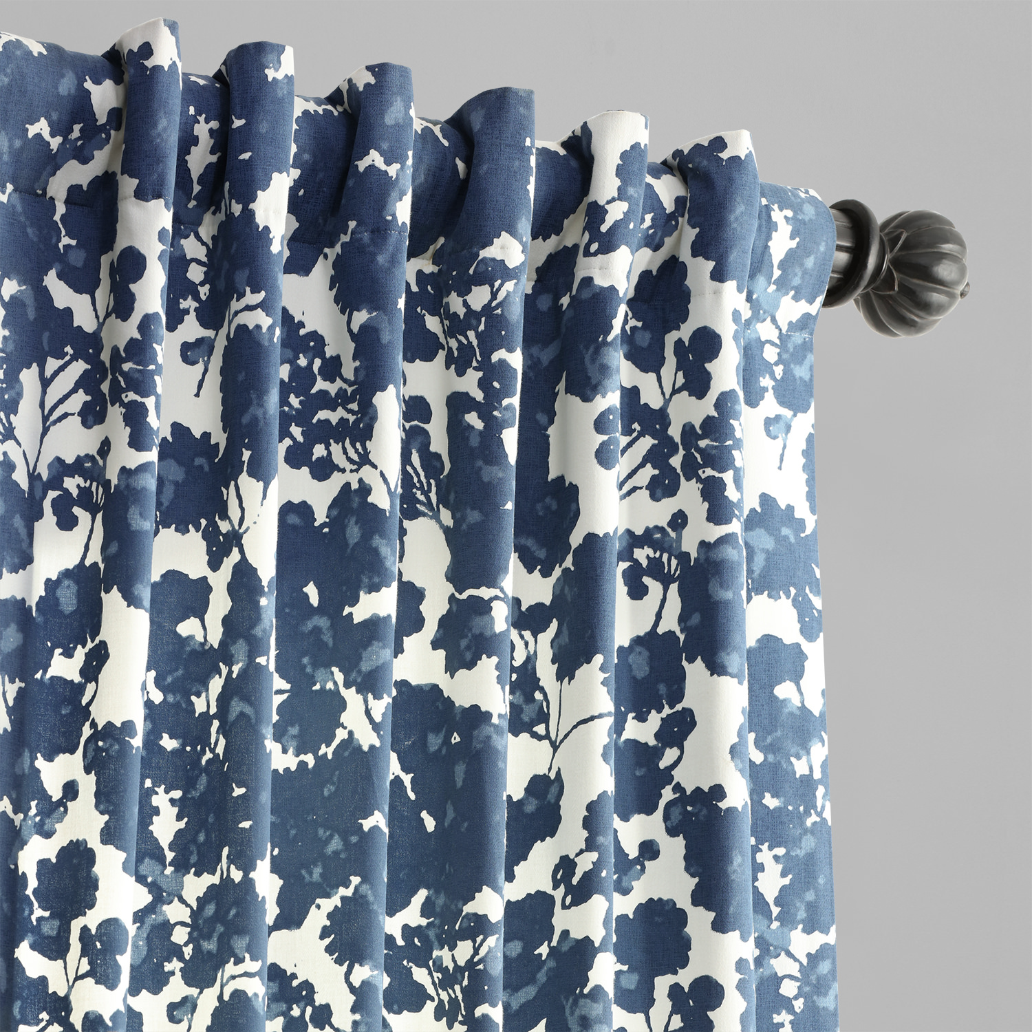 Fleur Blue Printed Cotton Twill Curtain