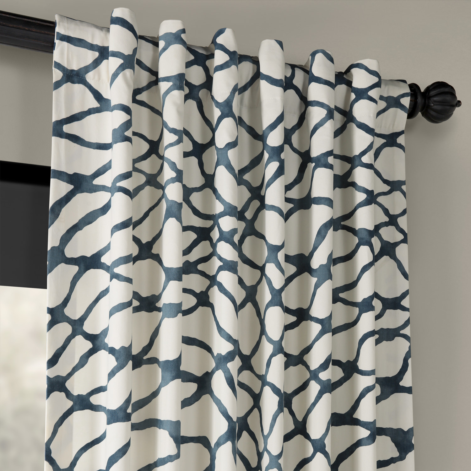 Ellis Blue Printed Cotton Twill Curtain