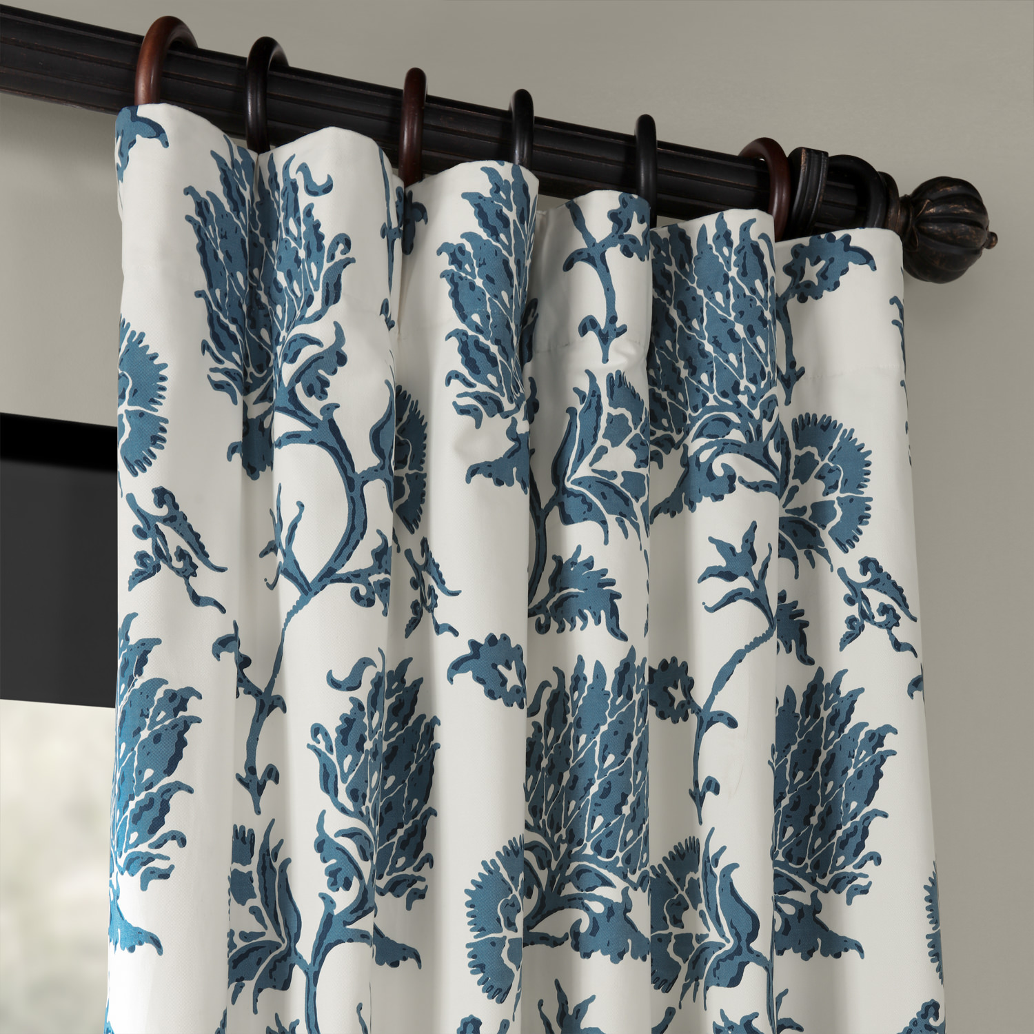 Duchess Blue Printed Cotton Twill Curtain