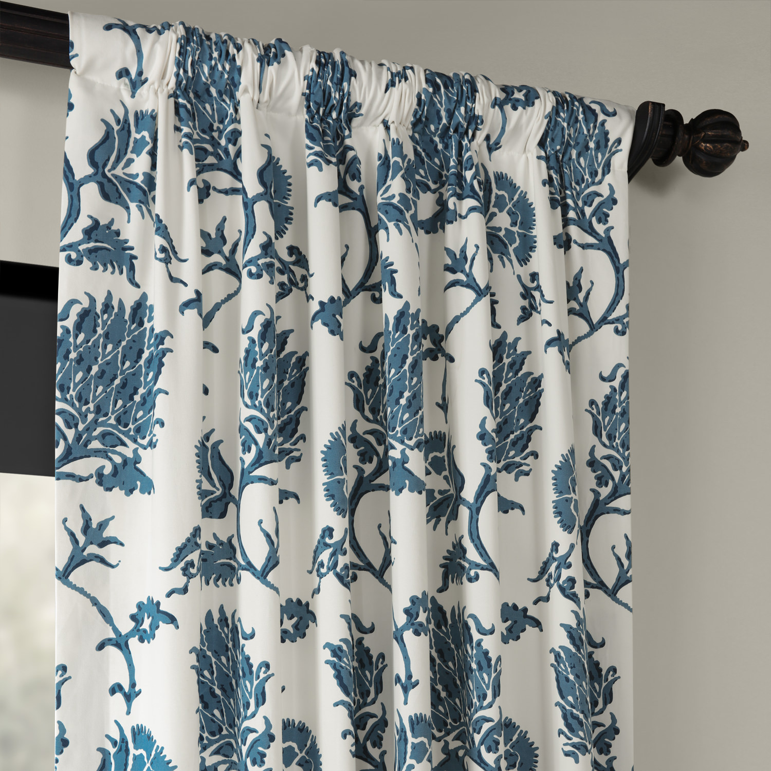 Duchess Blue Printed Cotton Twill Curtain