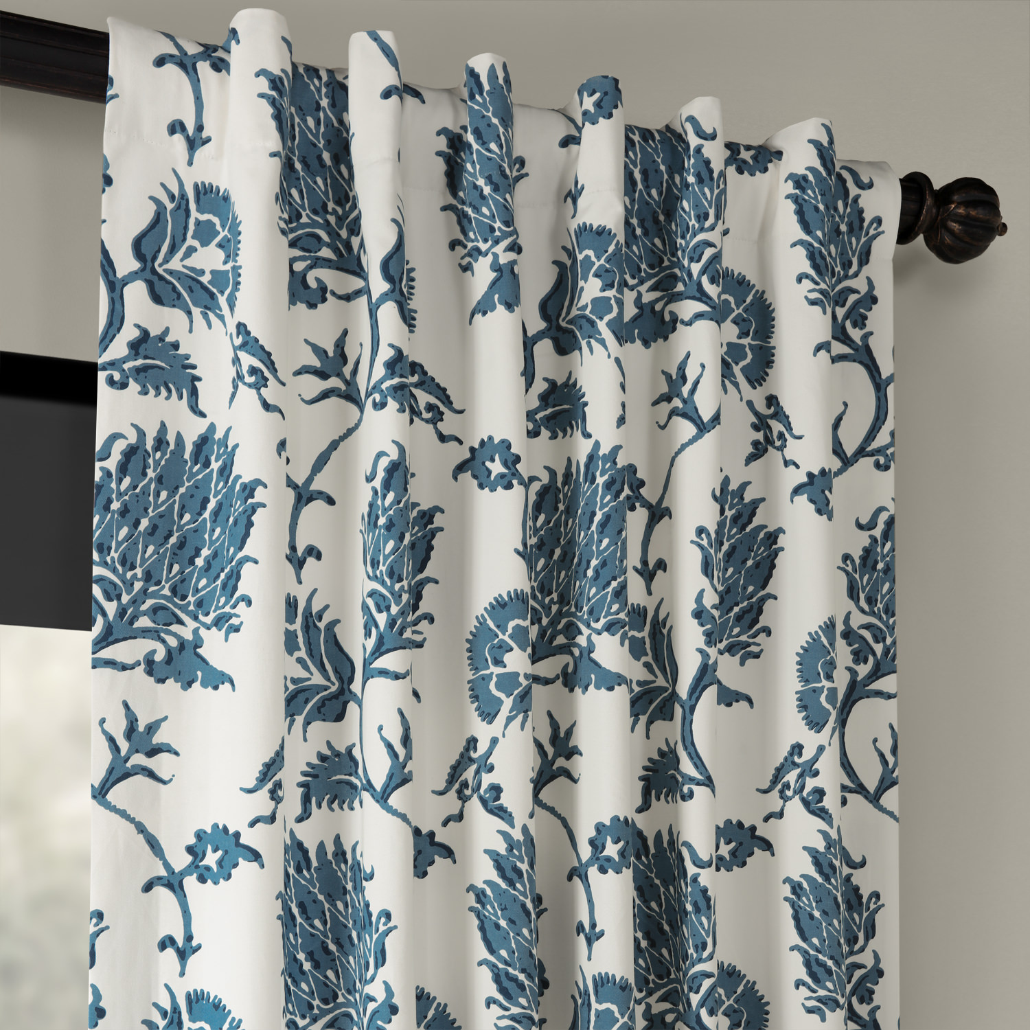 Duchess Blue Printed Cotton Twill Curtain