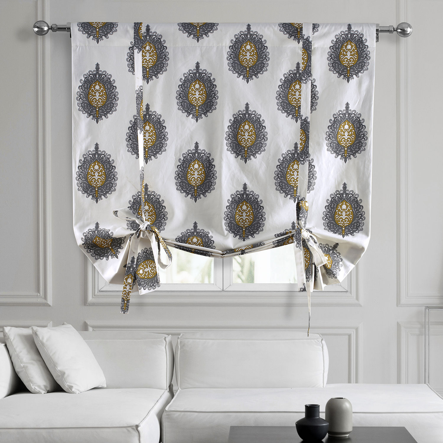 Mayan Gold Printed Cotton Tie-Up Window Shade