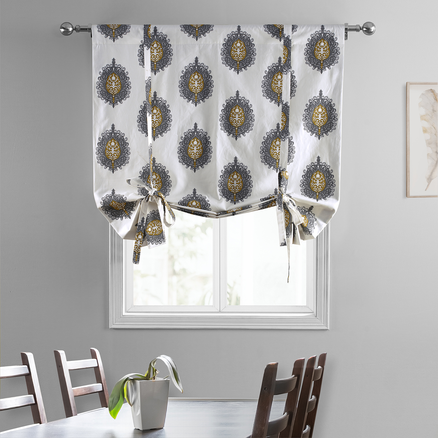 Mayan Gold Printed Cotton Tie-Up Window Shade