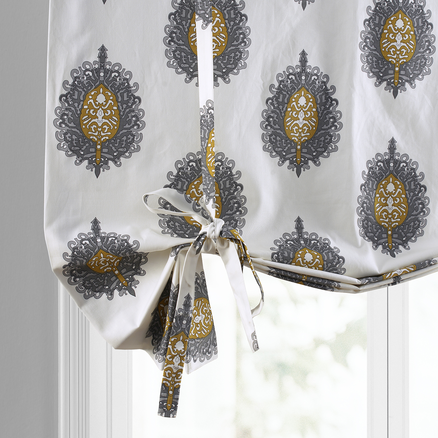 Mayan Gold Printed Cotton Tie-Up Window Shade