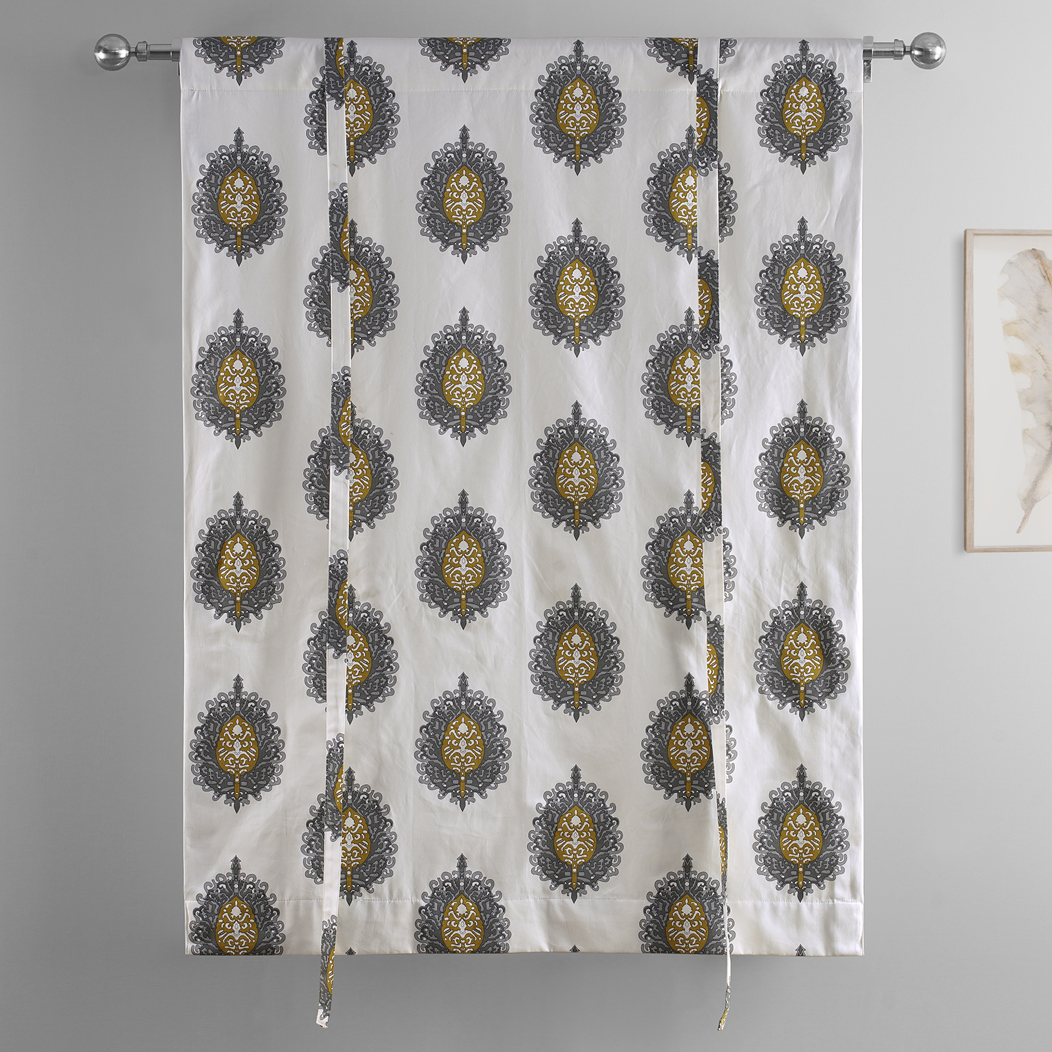 Mayan Gold Printed Cotton Tie-Up Window Shade