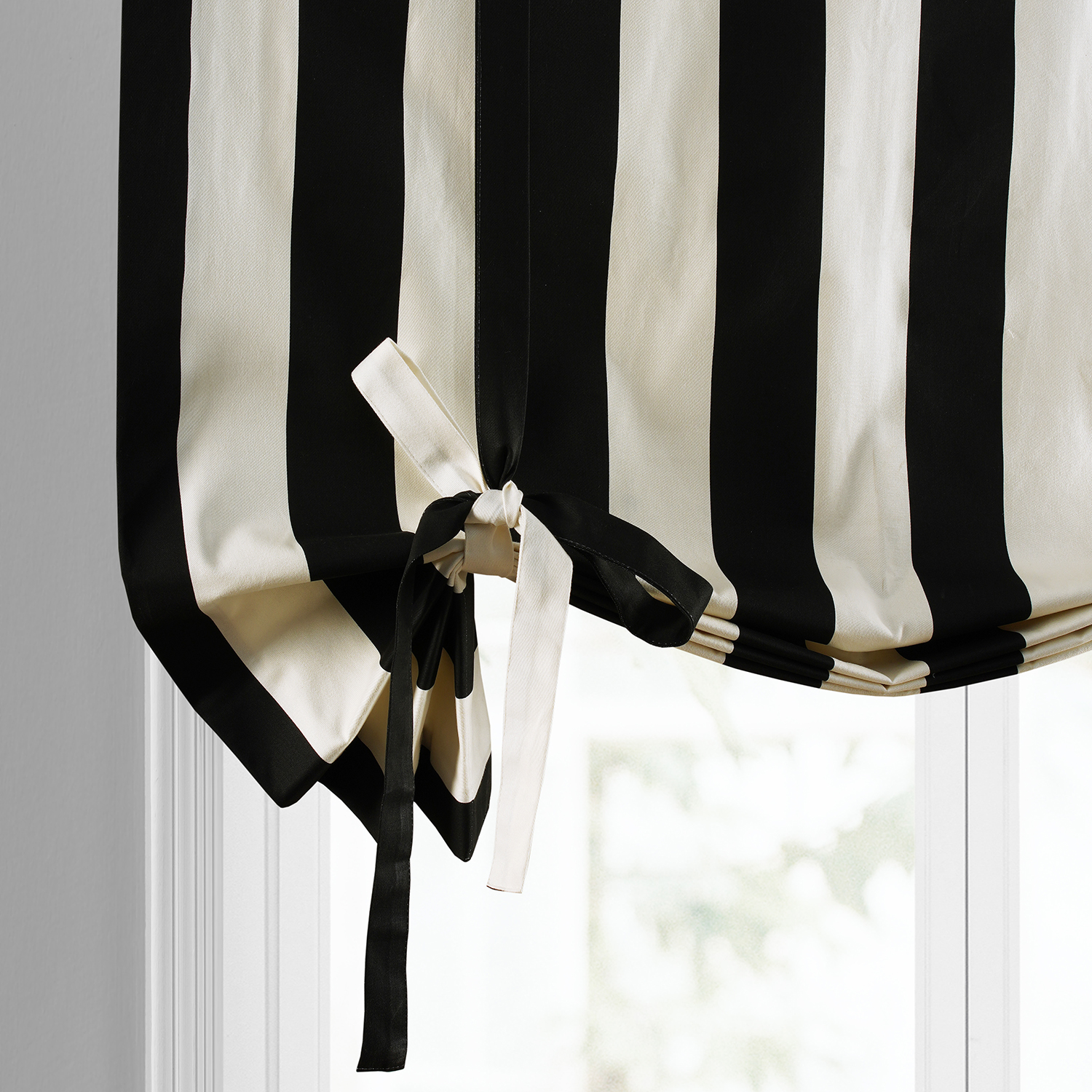 Cabana Black Printed Cotton Tie-Up Window Shade