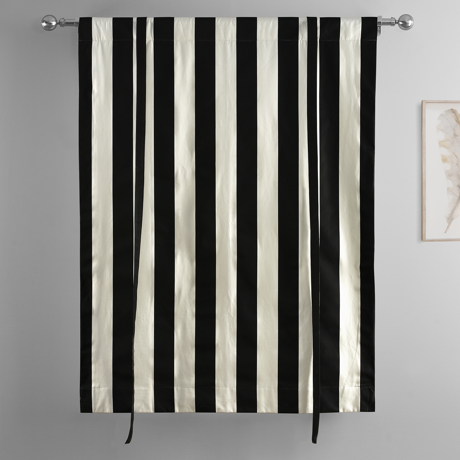 Cabana Black Printed Cotton Tie-Up Window Shade