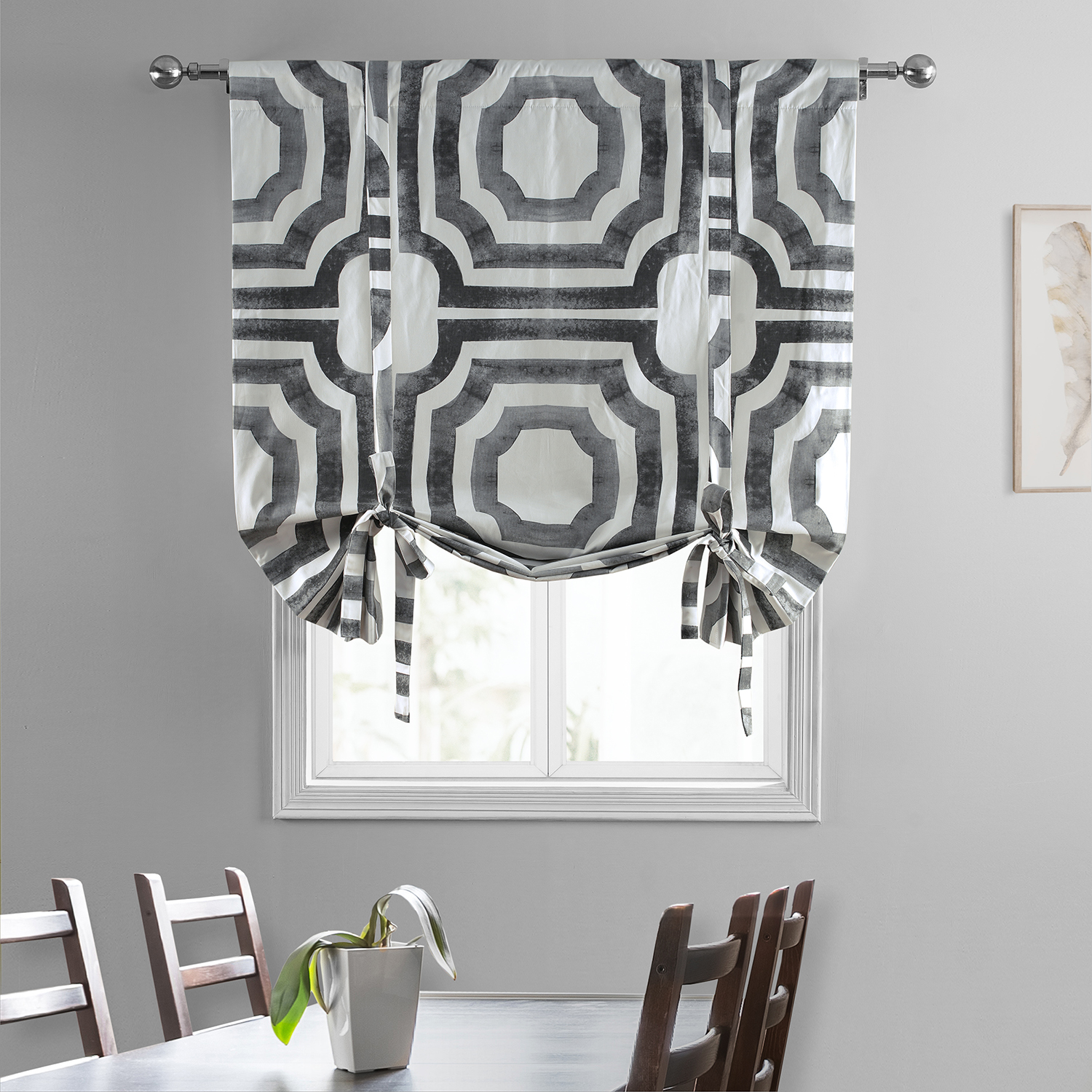 Mecca Steel Printed Cotton Tie-Up Window Shade